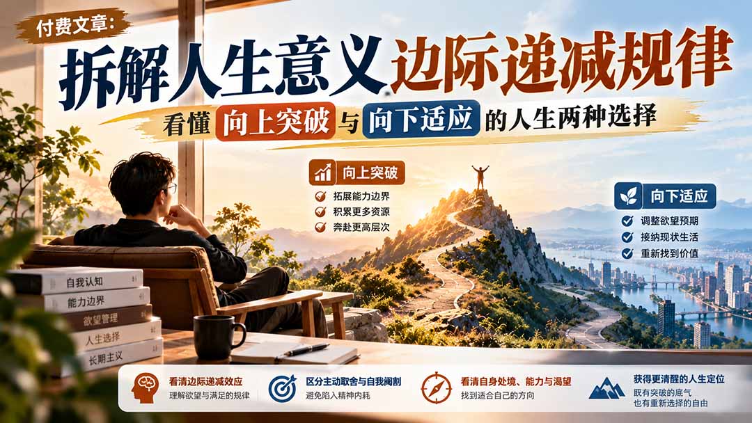 付费文章：拆解人生意义边际递减规律，看懂向上突破与向下适应的人生两种选择-87副业网 - 互联网副业项目资源分享平台