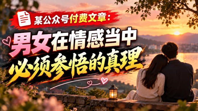 某公众号付费文章：男女在情感当中必须参悟的真理 - 87副业网
