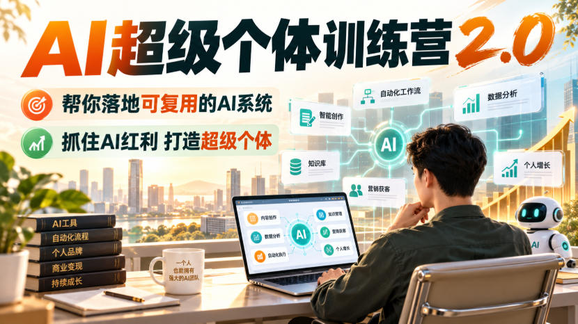 AI超级个体训练营2.0，帮你落地可复用的AI系统，抓住AI红利打造超级个体-87副业网 - 互联网副业项目资源分享平台