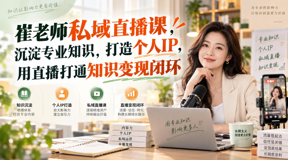 崔老师私域直播课，沉淀专业知识，打造个人IP，用直播打通知识变现闭环-87副业网 - 互联网副业项目资源分享平台